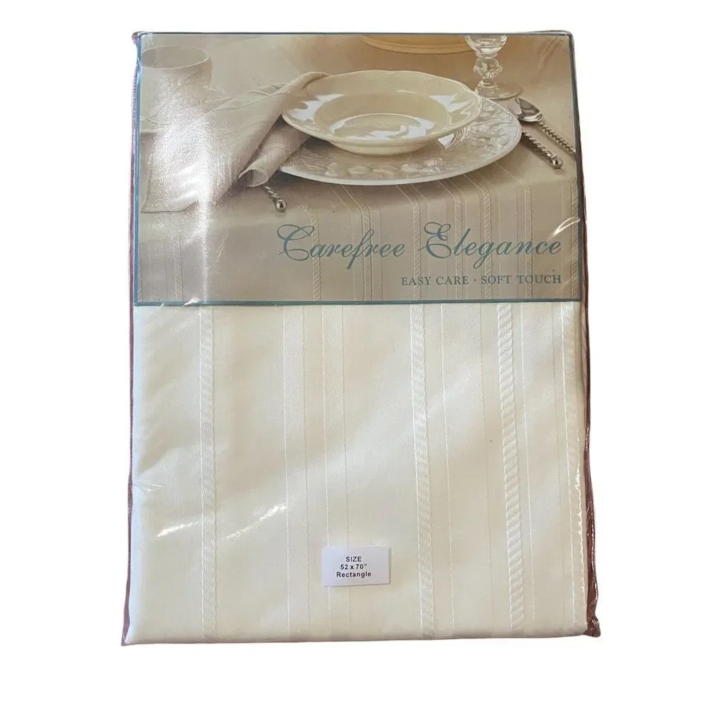 Bardwil Linens Carefree Elegance Easy Care Soft Touch Tablecloth Cream 52x70”
